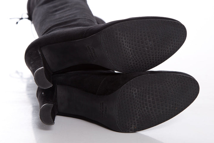 Stuart Weitzman Black Suede Highland Boots SZ 8.5