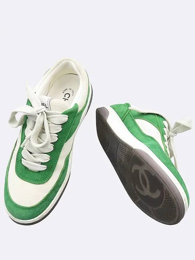 G39978 White Green Color Suede Orca Tennis Sneakers 36 Chanel