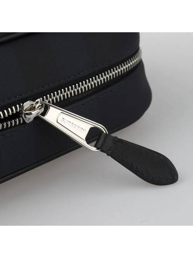 Burberry Logo Plaque Paddy Check Pattern Messenger Bag Navy
