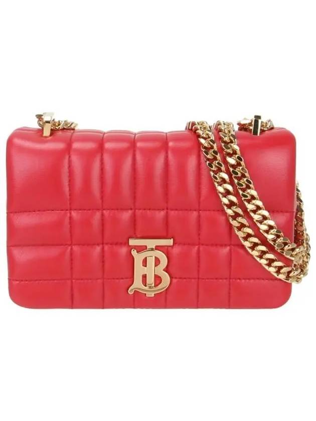 Burberry Lola Monogram Quilted Leather Mini Shoulder Bag Red