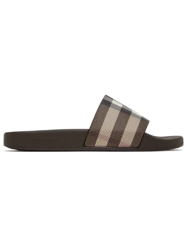 Burberry Check Print Slide Slippers Brown