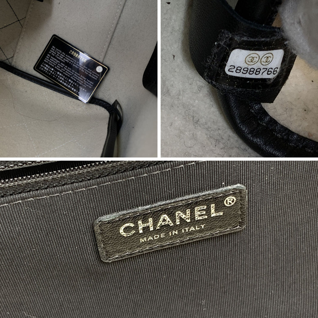 Chanel Black And White Felt Wool Large Deauville Tote Shoulder Bag