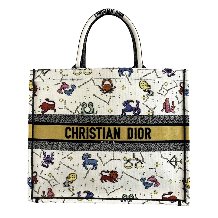 Top quality Dior - NEW 2022 Large Pixel Zodiac Embroidered Canvas Book Tote