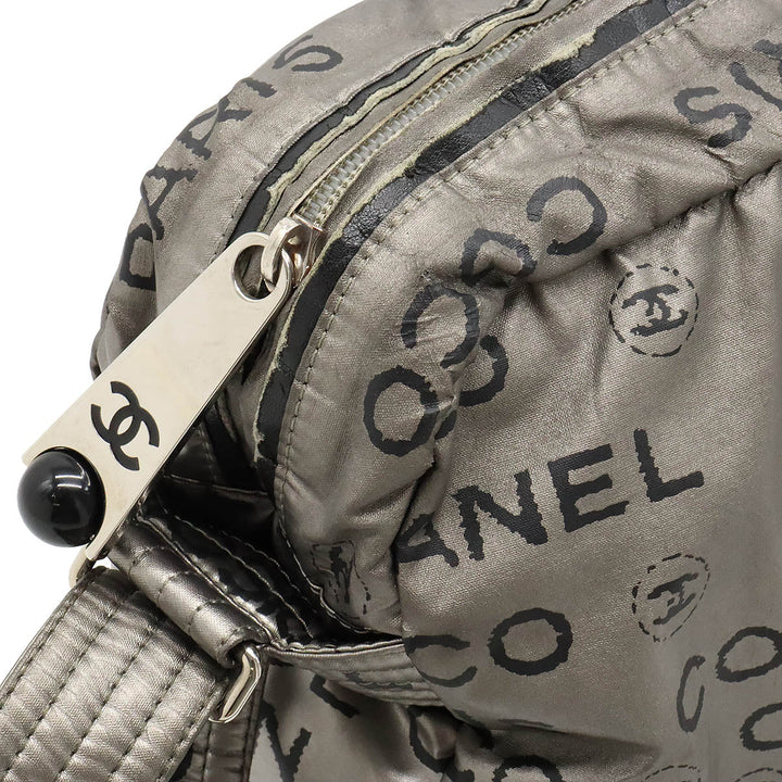 Top Quality Chanel Logo Shoulder Bag  Pochette Nylon Silver Black Silver A46531