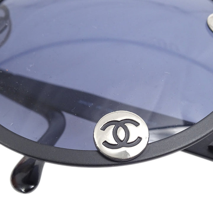 Top Quality Chanel Black Round Sunglasses Eyewear