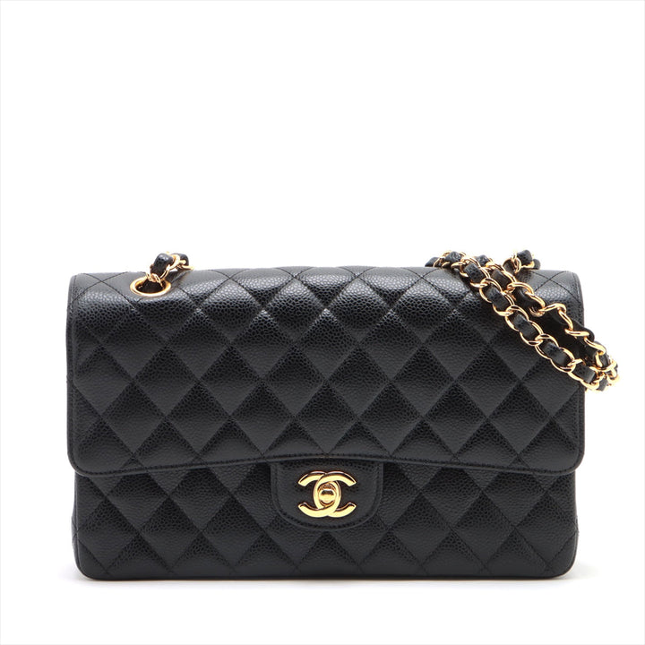 Top Quality Chanel Matrasse 25 Caviar S Double Flap Double Chain Bag Black G  15th