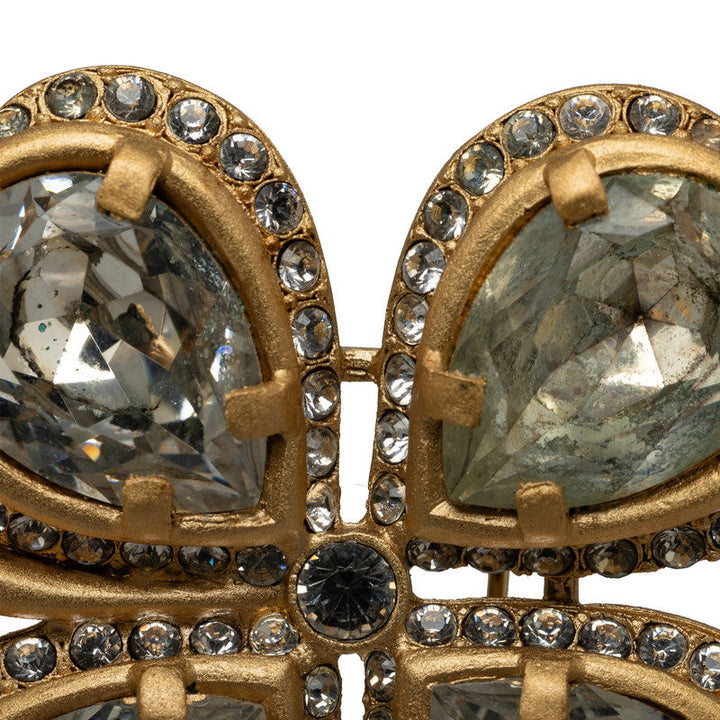 Top Quality Chanel Vintage Brooch Clover Rhinestone Gold Plating