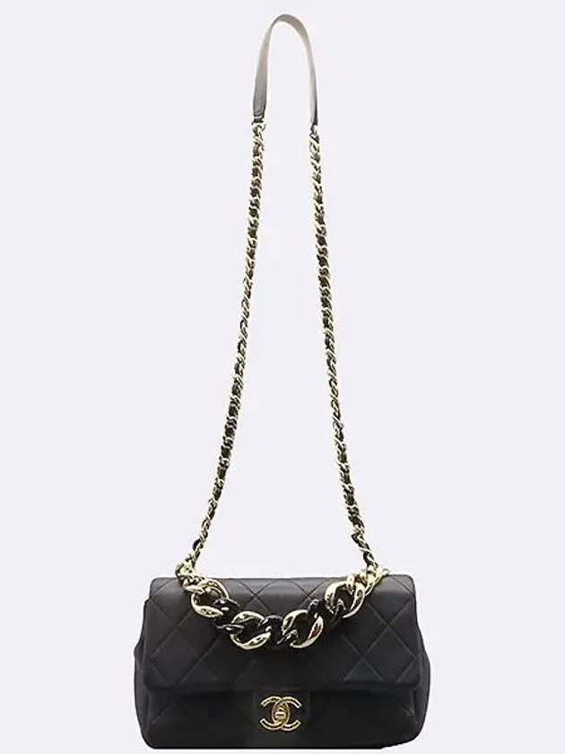 AS1353 Black leather gold metal chain tote bag and shoulder Chanel