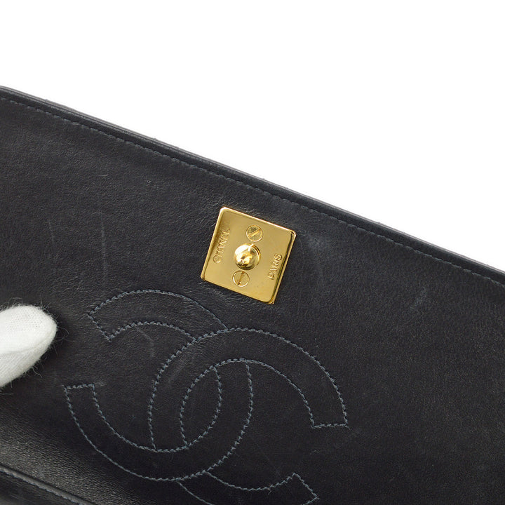 Top Quality Chanel 2000-2001 Black Lambskin Pushlock Mini Full Flap Shoulder Bag