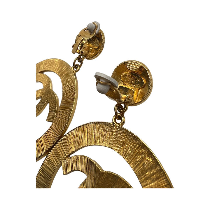 Top Quality Chanel Vintage Textured CC Drop Earrings