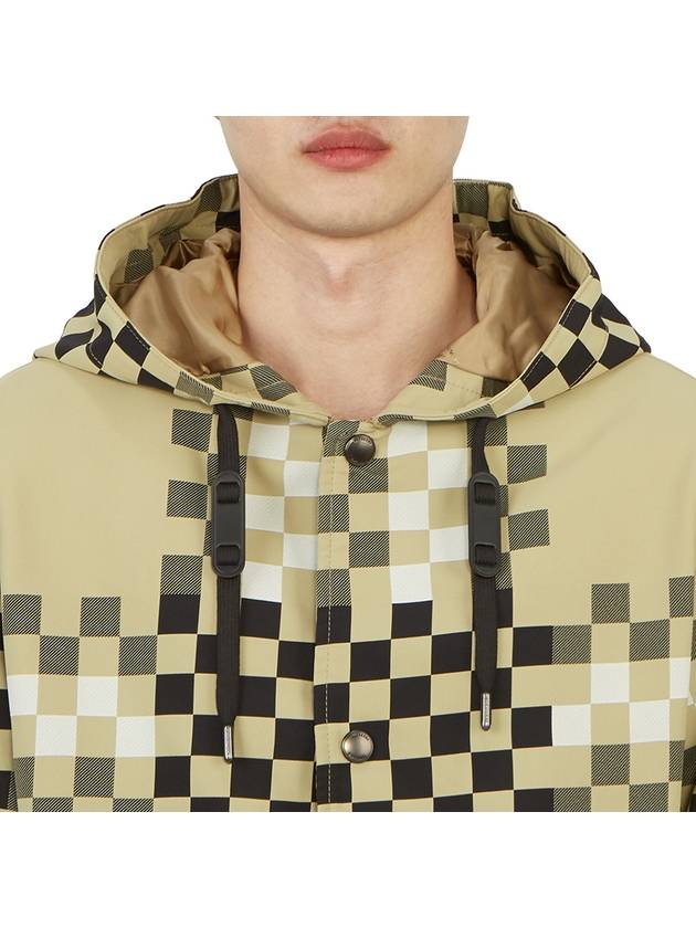 Burberry Men's Pixel Check Nylon Hooded Jacket Archive Beige