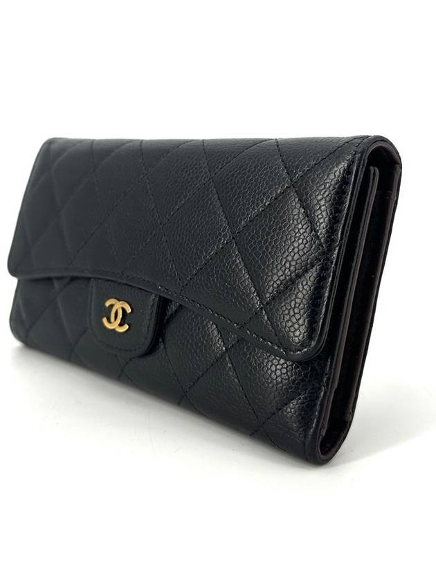 Caviar flap gold long wallet Chanel