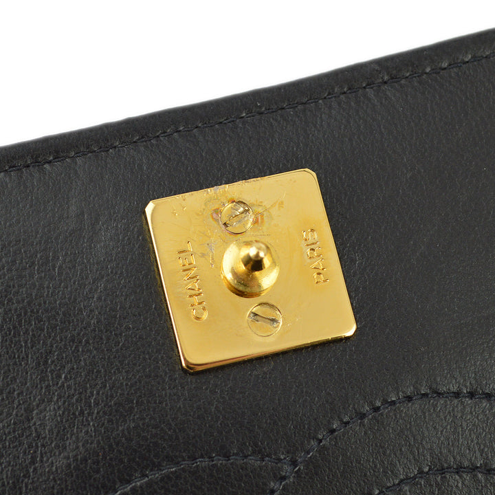 Top Quality Chanel Black Lambskin Pushlock Small Full Flap Shoulder Bag
