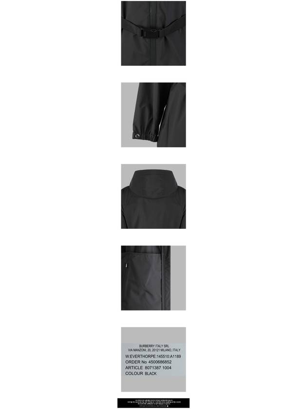 Burberry EKD Print Belted Lightweight Short Parka Black