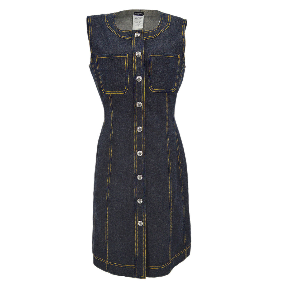 Top Quality Chanel Sleeveless Denim Dress Indigo E97 #42