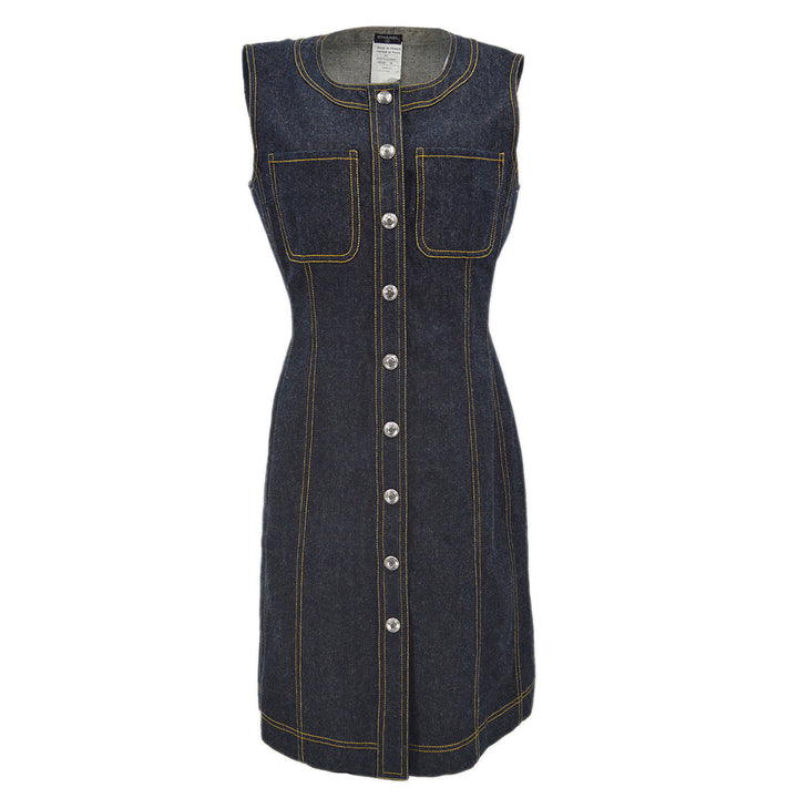 Top Quality Chanel Sleeveless Denim Dress Indigo E97 #42