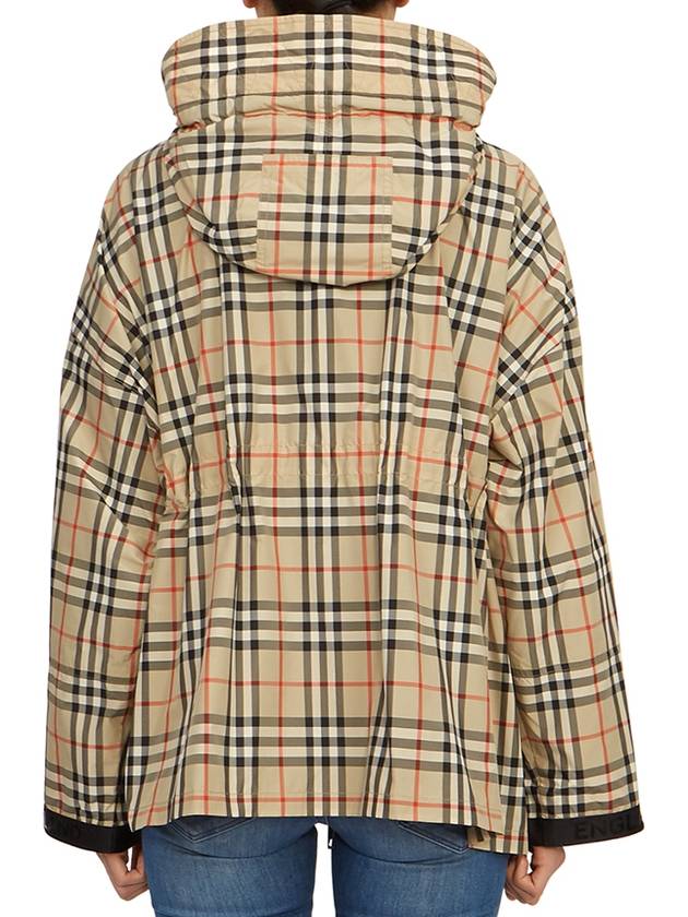Burberry WoMen's Back-tone Check Zip-up Hooded Jacket Beige