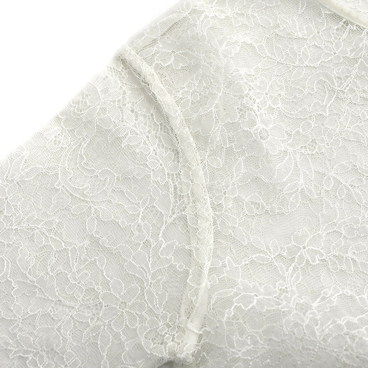 Top Quality Chanel Lace Long Sleeve Tops White 04A #38