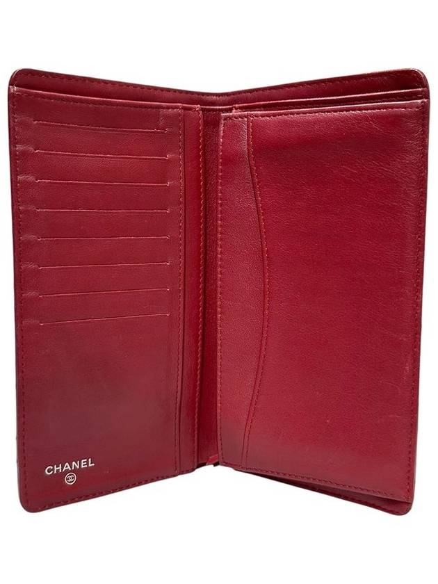 A31509 Red Caviar Skin Silver Logo Timeless Classic Flap Long Wallet Chanel