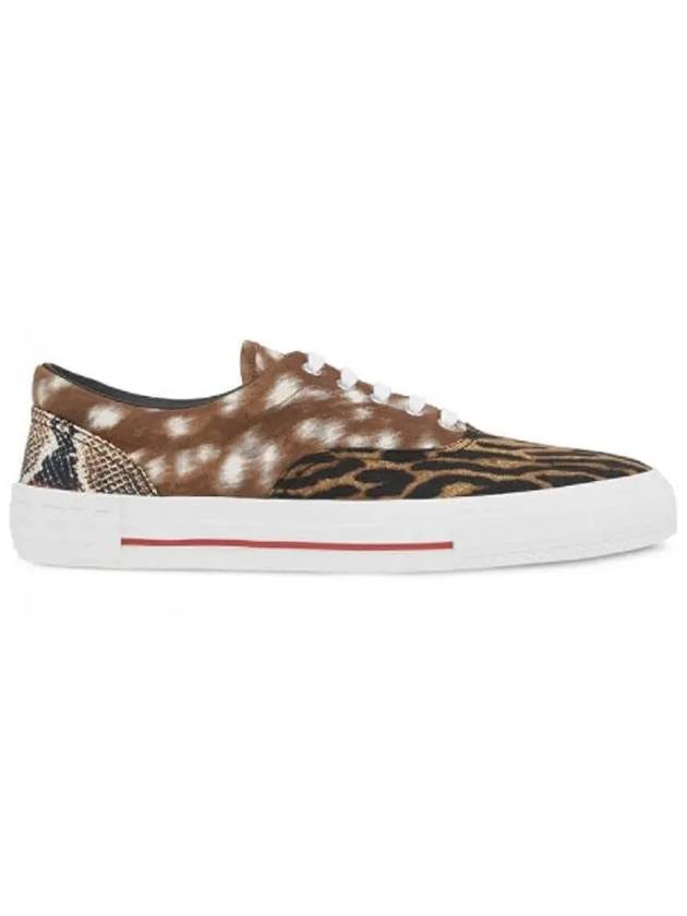 Burberry Animal Print Canvas Low-Top Sneakers Brown