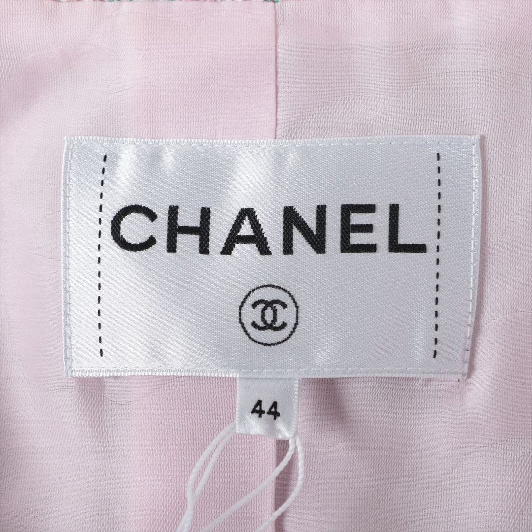 Top Quality Chanel Coconut Button 21S CottonPolyester Jacket 44  Pink√óGreen P70531 Twid Chaintree