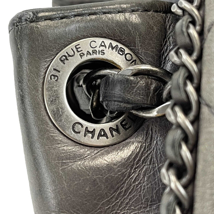 Chanel - Calfskin Quilted Large CC Enchained Accordion - Gray Shoulder Bag