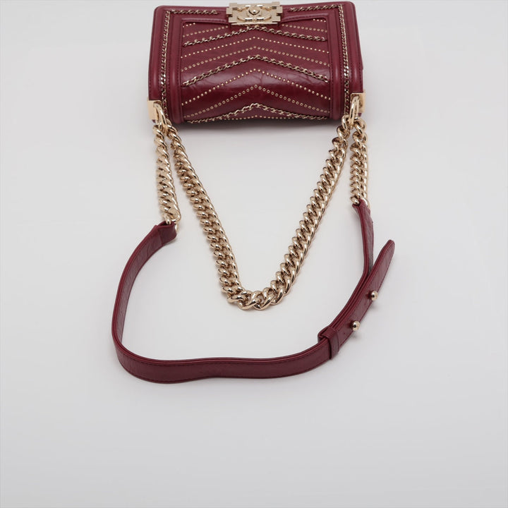 Top Quality Chanel Mini Boy Top Quality Chanel Leather Chain Shoulder Bag V Stick Bordeaux G