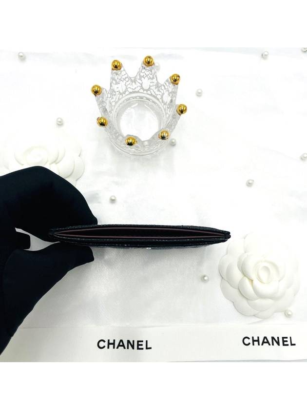 Classic CC logo caviar black card holder slot wallet silver AP0213 Chanel