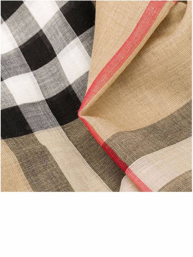 Burberry Check Wool Silk Scarf Beige