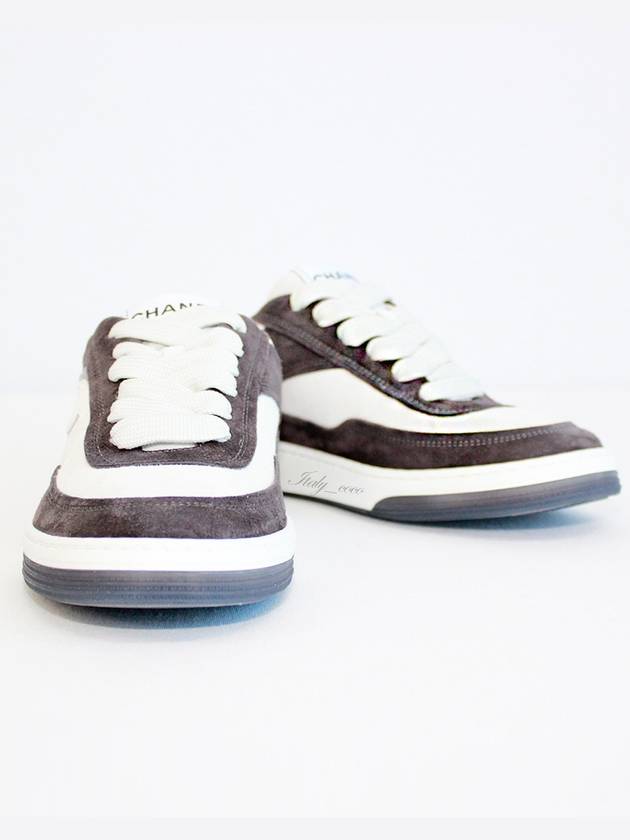 CC Logo Suede Kidskin Low Top Sneakers Black Chanel