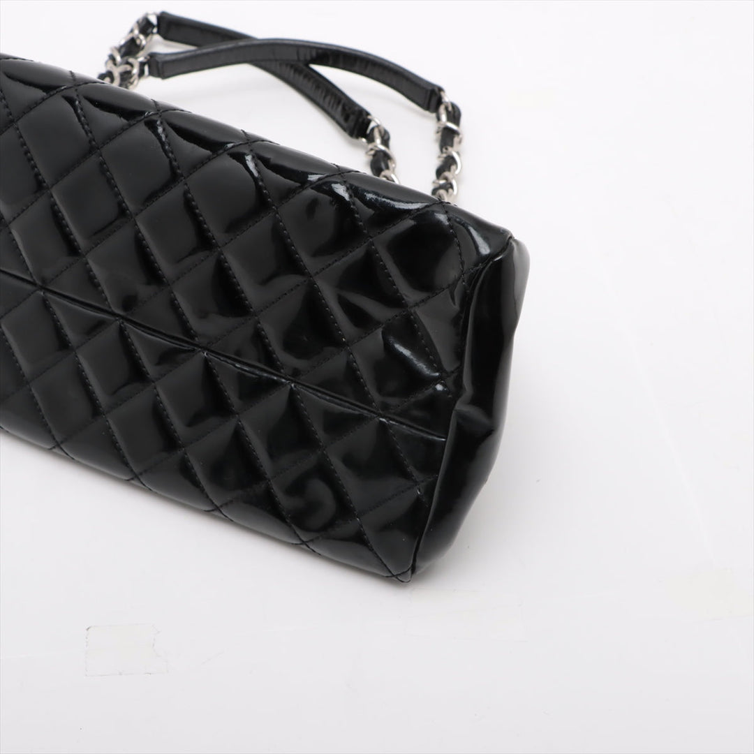 Top Quality Chanel Mademoiselle Patent Leather Chain Shoulder Bag Black Silver G  14th
