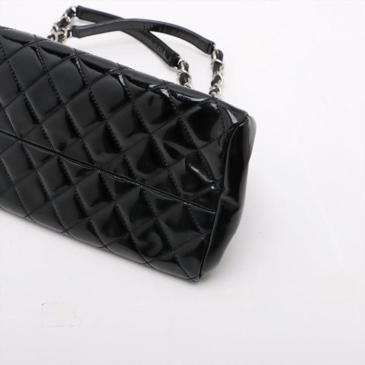 Top Quality Chanel Mademoiselle Patent Leather Chain Shoulder Bag Black Silver G  14th