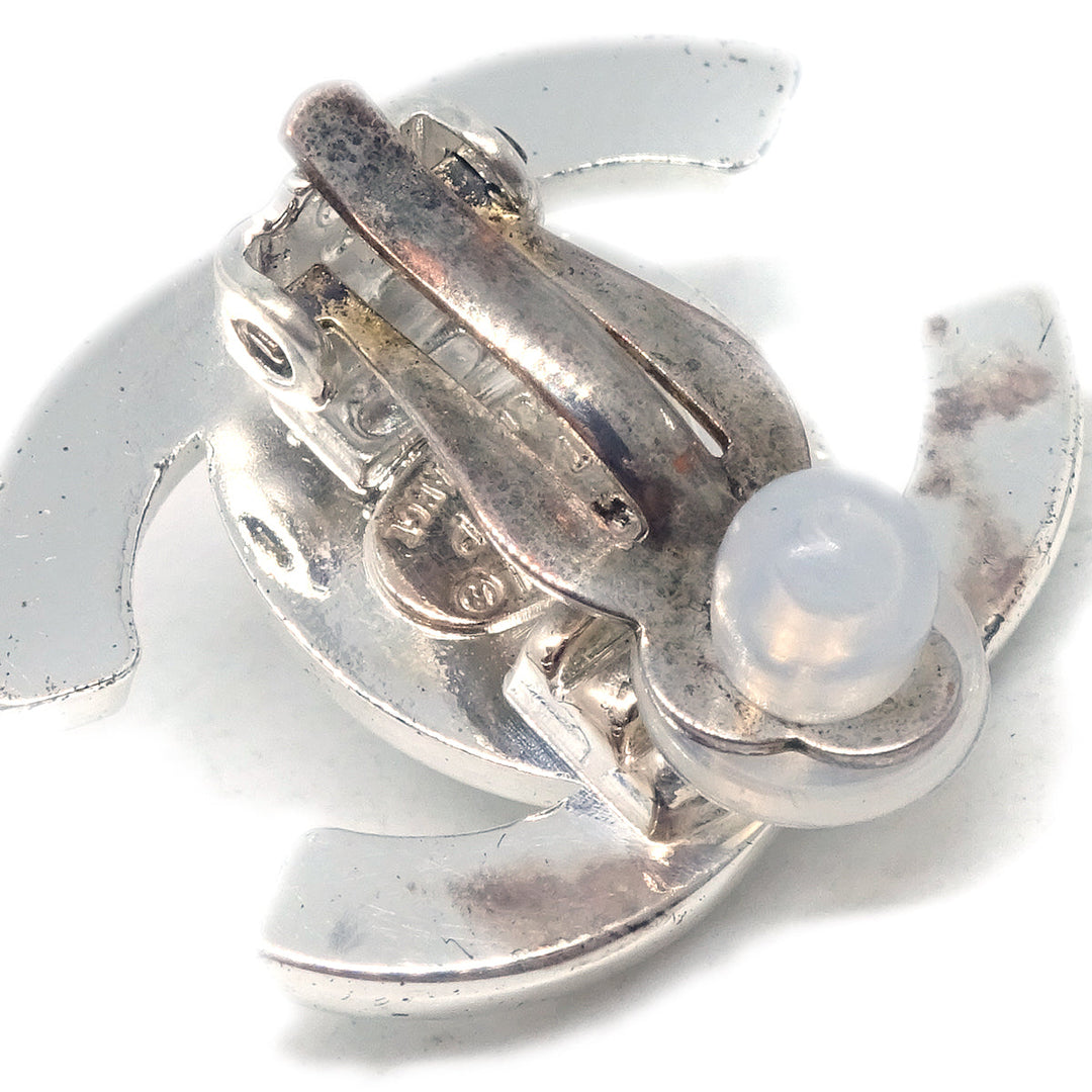 Top Quality Chanel CC Turnlock Earrings Clip-On Silver Small 97P