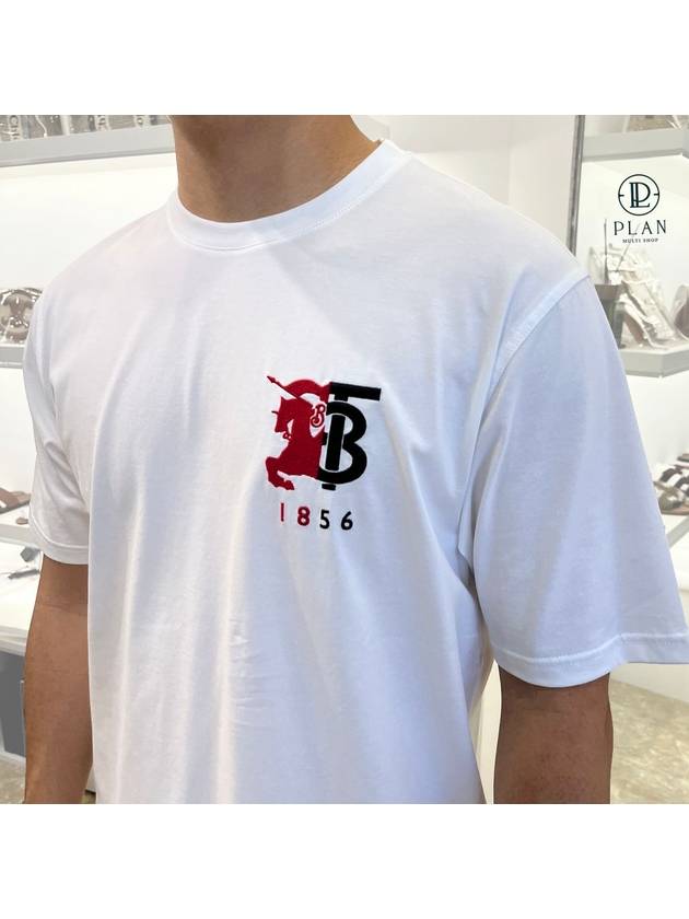 Burberry Embroidered Logo Cotton Short Sleeve T-Shirt White