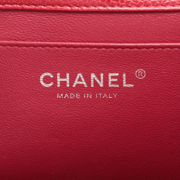 Top Quality Chanel Matrasse Caviar S Single Flap Single Chain Bag Red Silver  20th