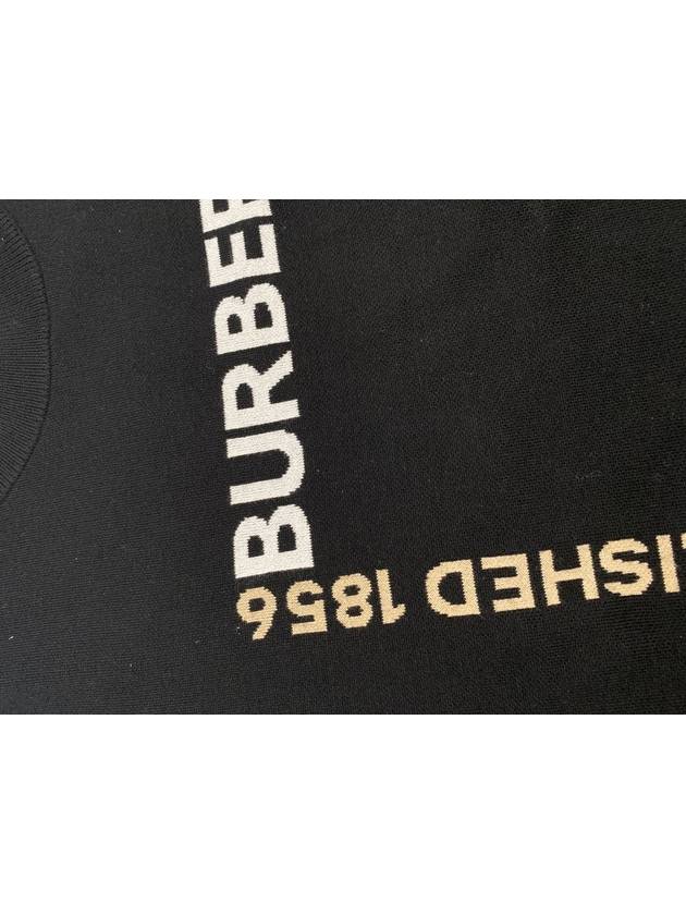 Burberry Horseferry Square Wool Blend Jacquard Knit Top Black