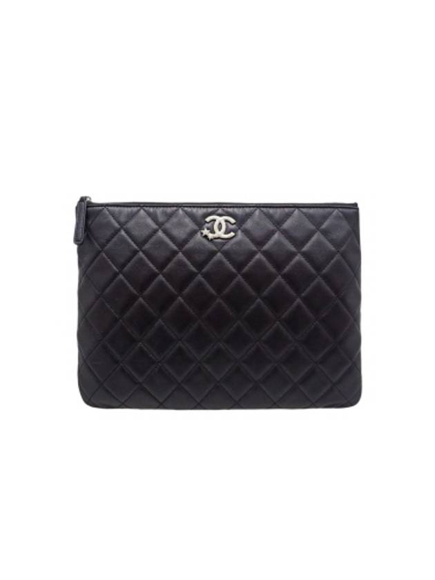 AP3749 Crystal Star Logo Black Lambskin Small Pouch Bag Chanel