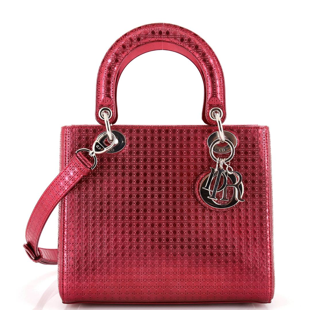 Top quality Dior Lady Top quality Dior Bag Micro Cannage Metallic Calfskin Medium