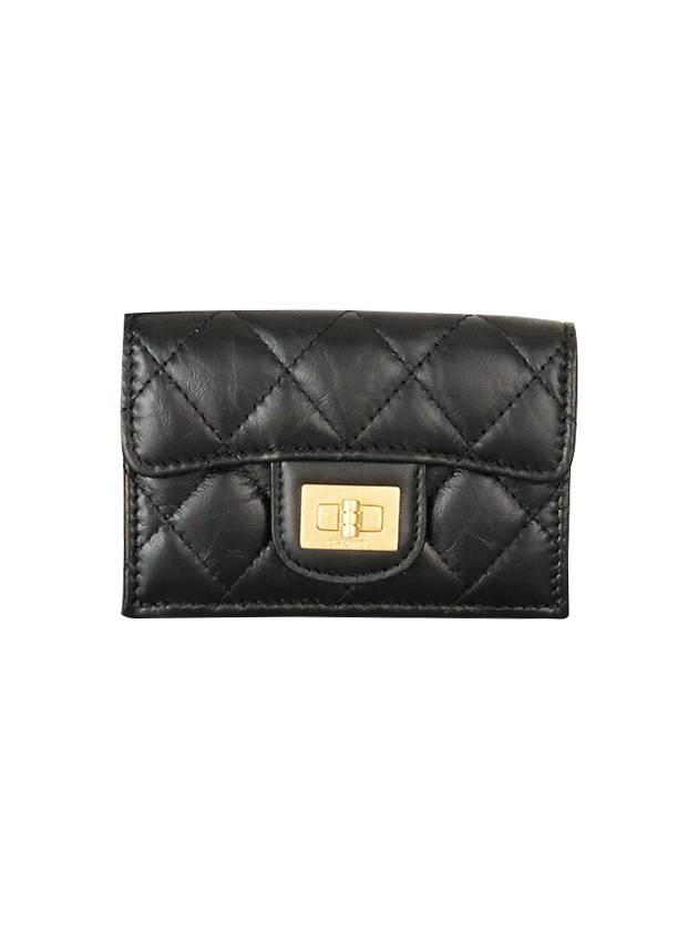 2.55 Vintage Tri-Fold Calfskin Half Wallet Black Chanel