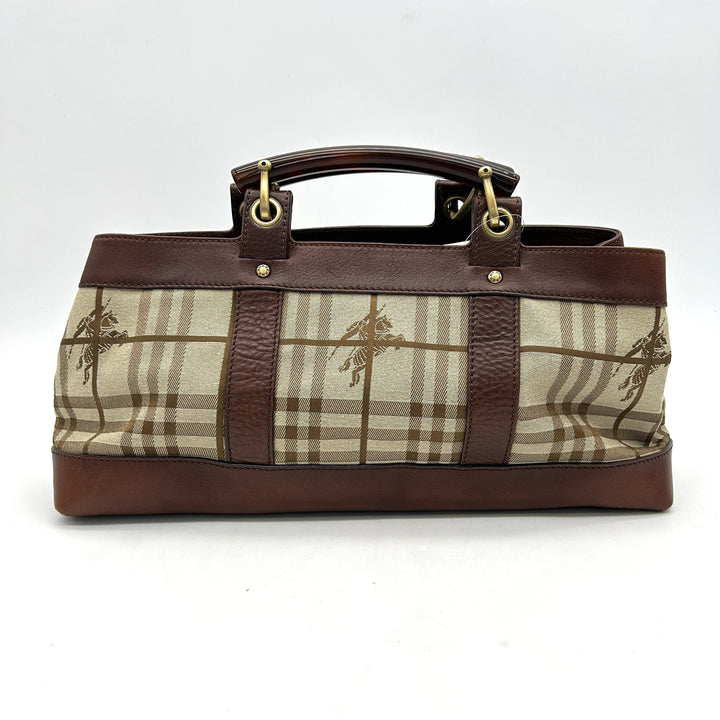 Burberry Brown/Beige Haymarket Check Canvas and Leather Middle Zip Tote bb5526cc
