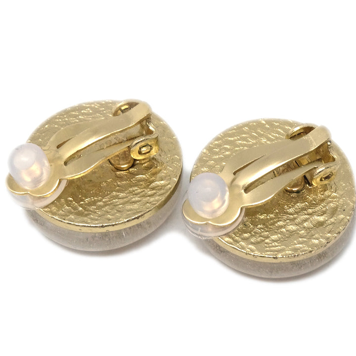 Top Quality Chanel Button Earrings Clip-On White 03A