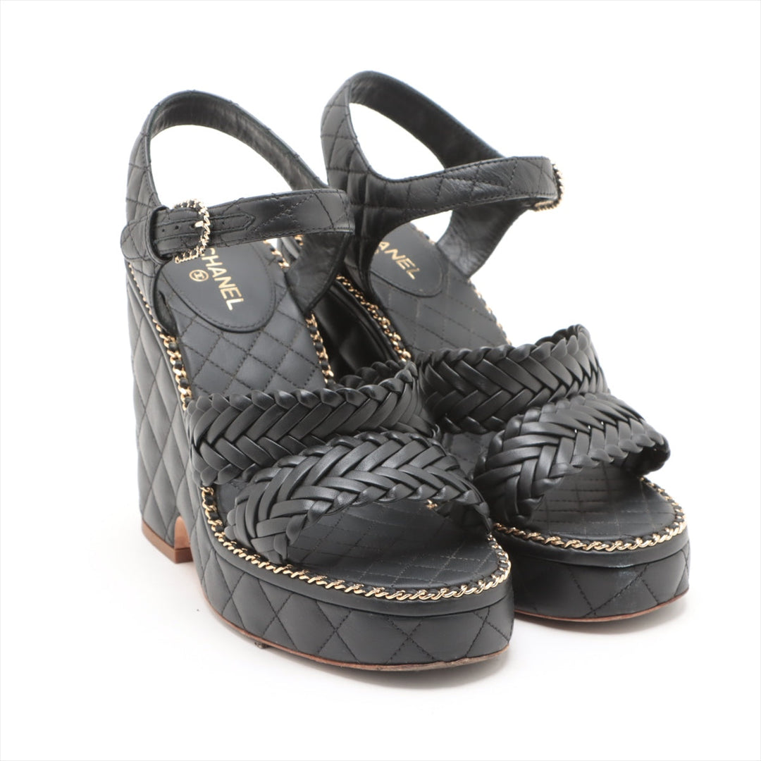Top Quality Chanel Coco Matrasse Leather Sandal 37  Black G30758