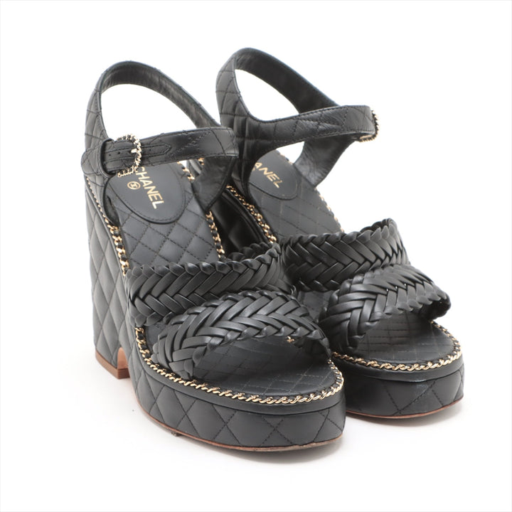 Top Quality Chanel Coco Matrasse Leather Sandal 37  Black G30758