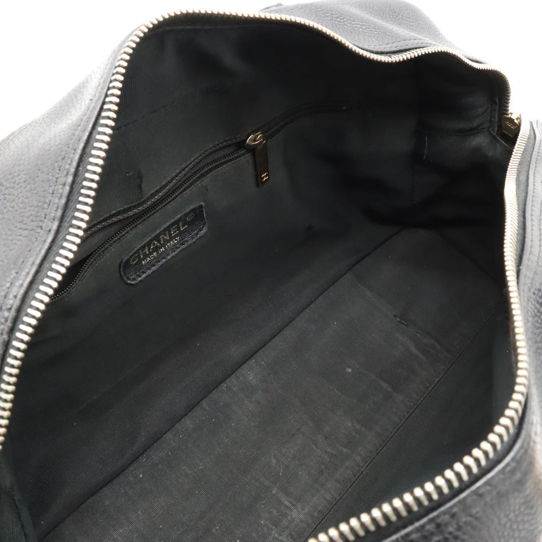 Top Quality Chanel Mattress Cocomark Handbag Mini Boston Bag Caviar Skin Leather Black Black Gold  A20997