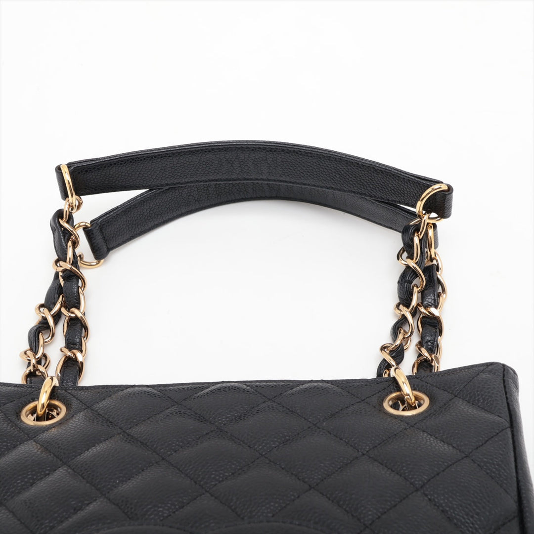 Top Quality Chanel PST Caviar S Tote Top Bag Black Gold  8th