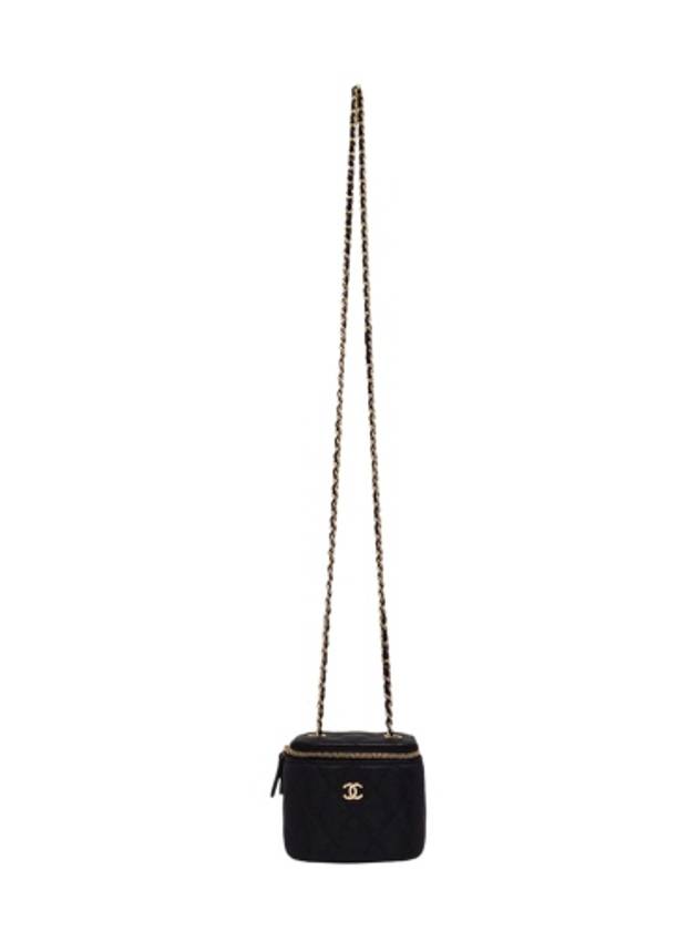 AP1340 Black Caviar Skin Vanity Gold Mini Chain Cross Bag Chanel