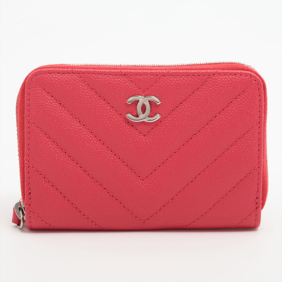 Top Quality Chanel Matrasse Caviar S Cardcase Pink Silver Gold  25th