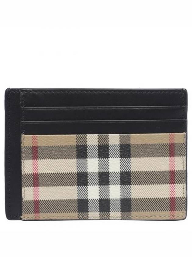 Burberry Check Logo Engraved Card Wallet Beige Black