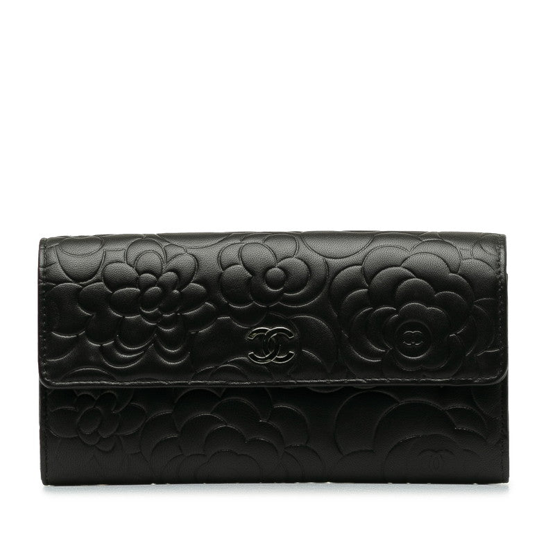 Top Quality Chanel CAMERIA COCOMARK Long Wallet Black   CHANEL