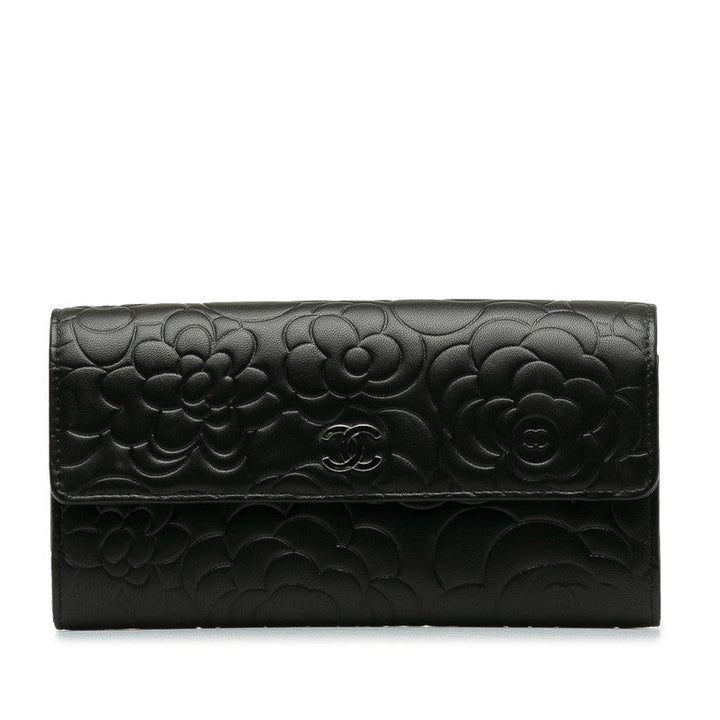 Top Quality Chanel CAMERIA COCOMARK Long Wallet Black   CHANEL